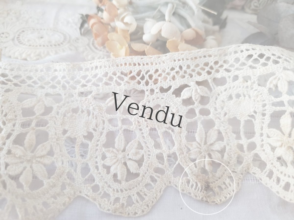 画像4: フランスアンティーク　お花のスカラップレース 60cm〜 (4)