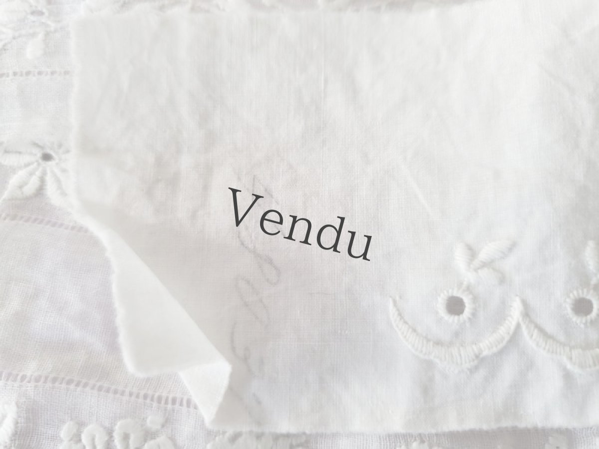 画像3: フランスアンティーク　刺繍スカラップ端切れ 140cm (3)