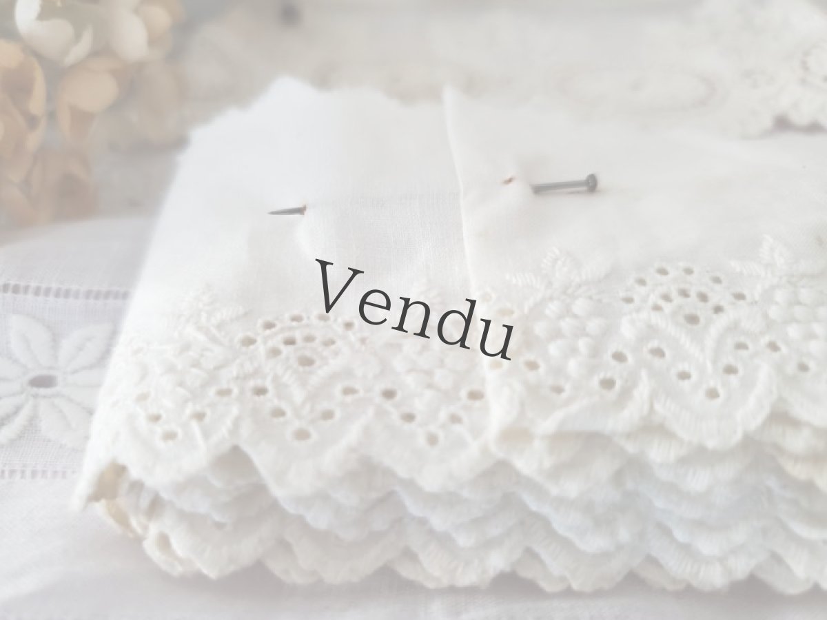 画像4: フランスアンティーク　ぶどう柄 刺繍スカラップレース 184cm (4)