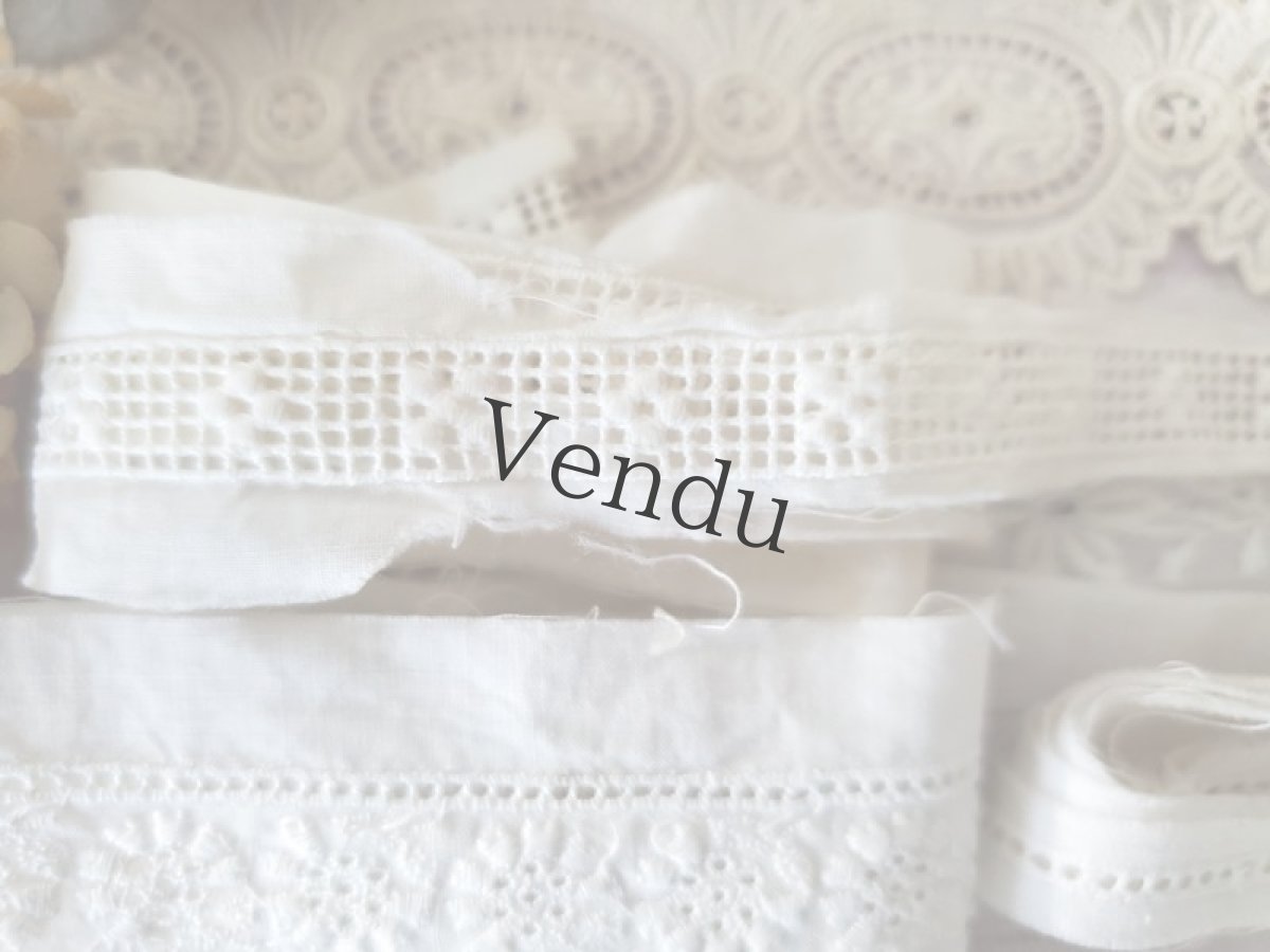 画像3: フランス蚤の市　素朴な刺繍系レースセット４種 (3)