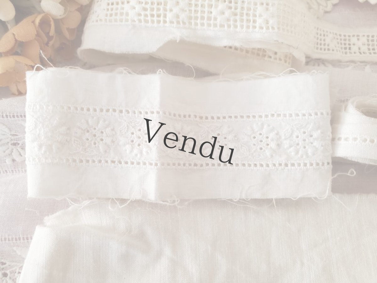 画像2: フランス蚤の市　素朴な刺繍系レースセット４種 (2)