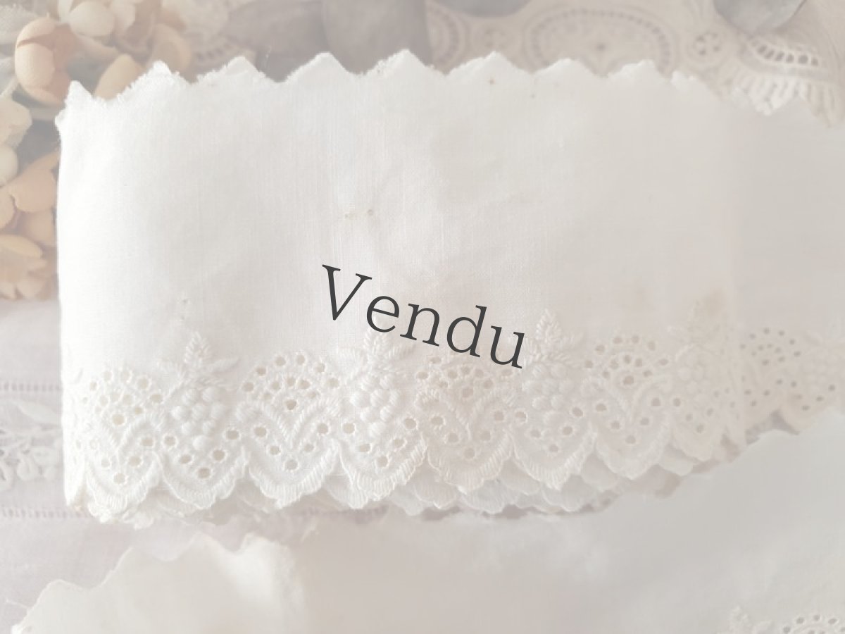 画像2: フランスアンティーク　ぶどう柄 刺繍スカラップレース 184cm (2)