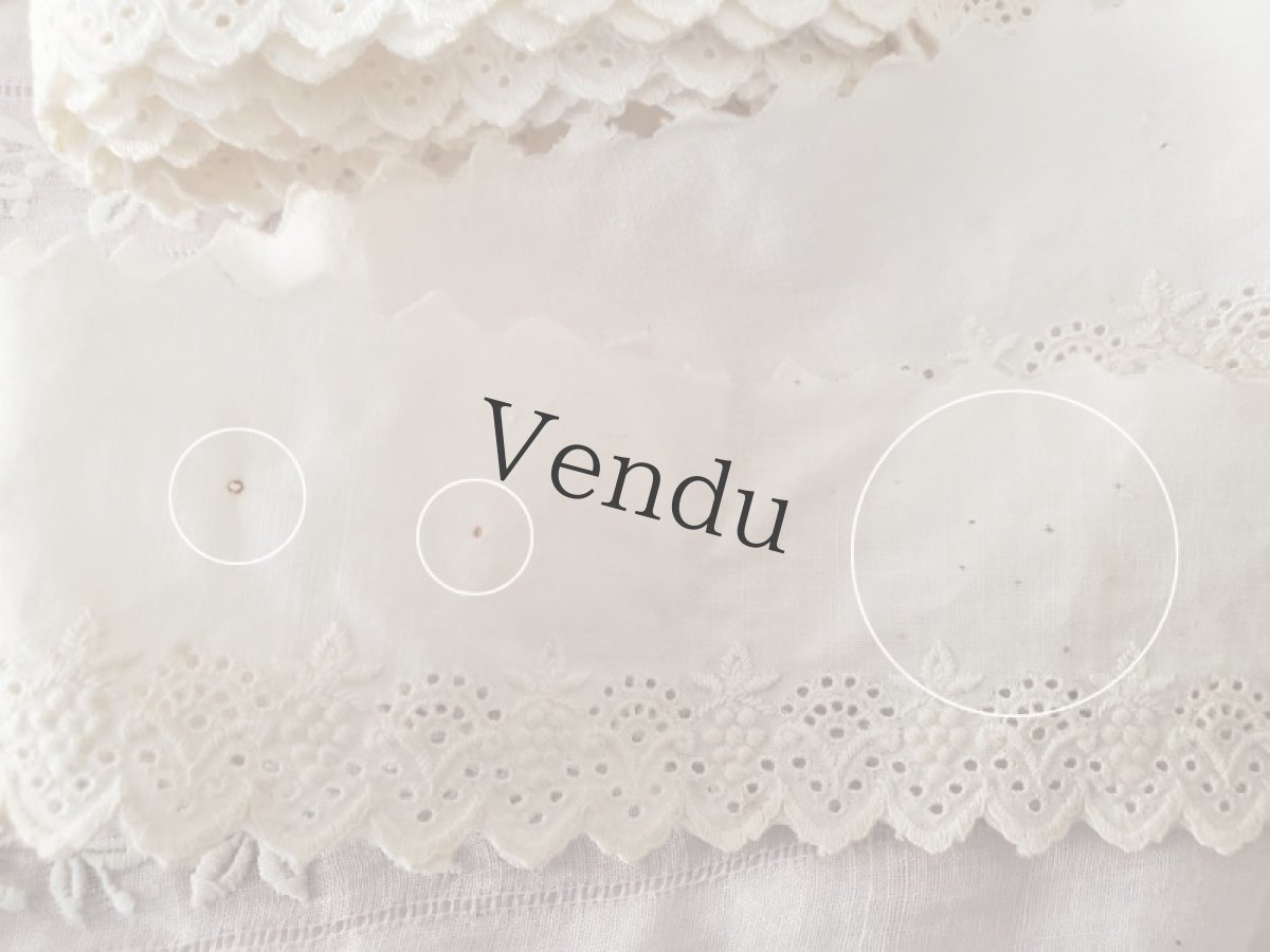 画像5: フランスアンティーク　ぶどう柄 刺繍スカラップレース 184cm (5)