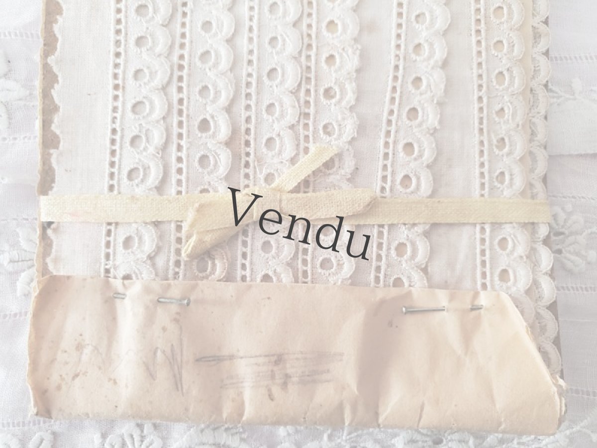 画像5: フランスアンティーク　黄色いリボンで留められたレースブレード (5)