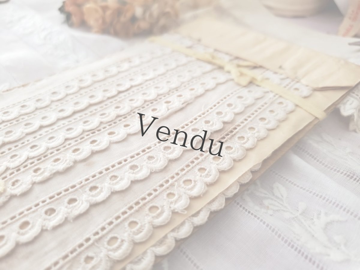 画像3: フランスアンティーク　黄色いリボンで留められたレースブレード (3)