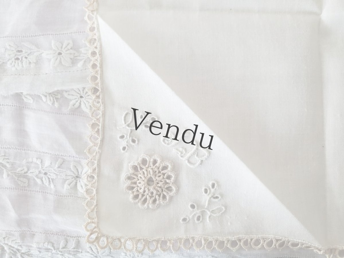 画像5: フランスヴィンテージ　JBイニシャル刺繍入りハンカチ (5)