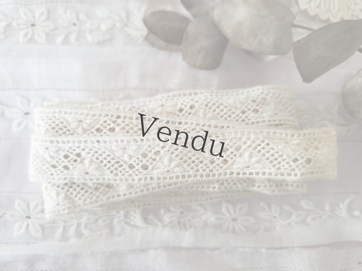 画像5: フランスヴィンテージ　ちいさな刺繍の可愛いレース 50cm〜 (5)