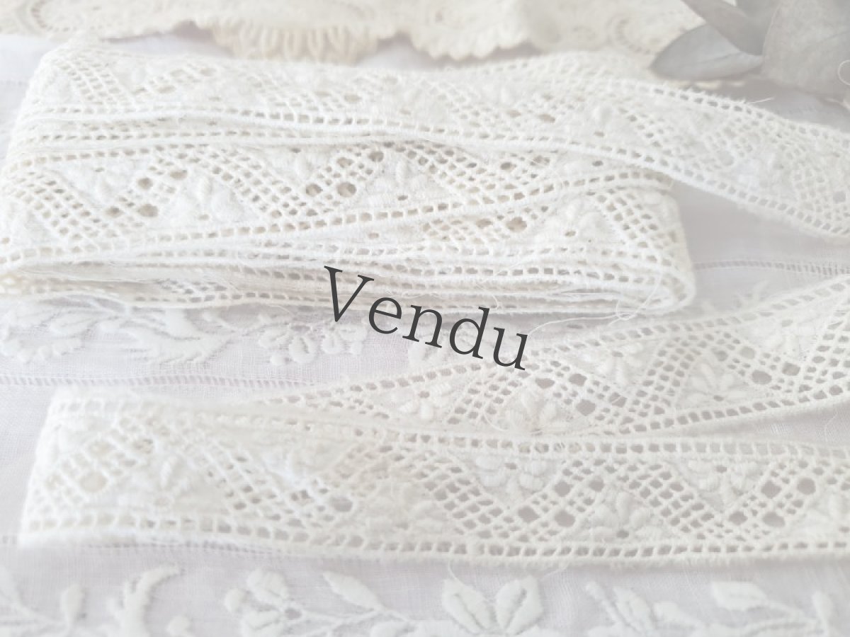 画像3: フランスヴィンテージ　ちいさな刺繍の可愛いレース 50cm〜 (3)