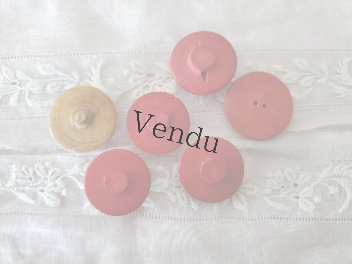 画像4: フランス 1930-50年 木製ボタン Rouge 6個セット 20-23mm (4)