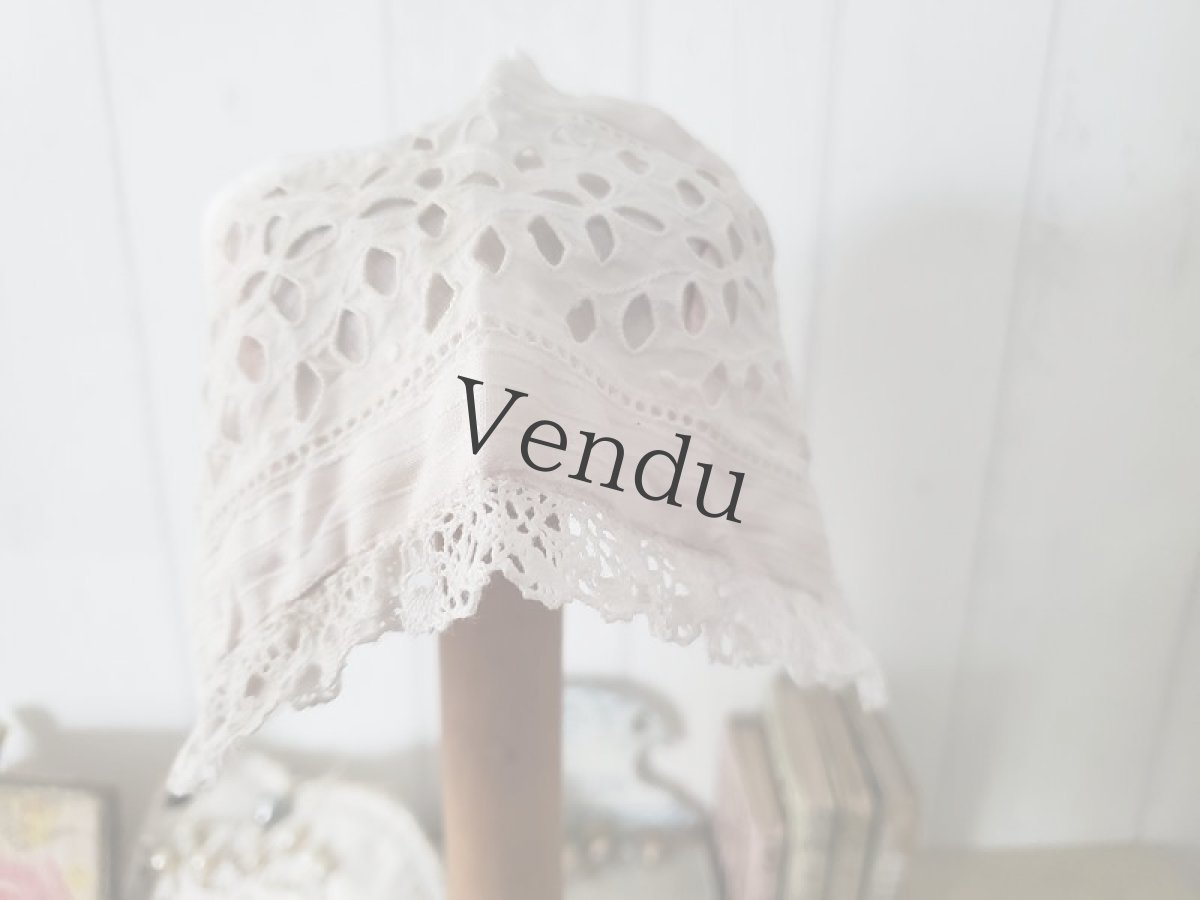 画像3: フランスヴィンテージ　カットワーク刺繍のちいさなボネ (3)