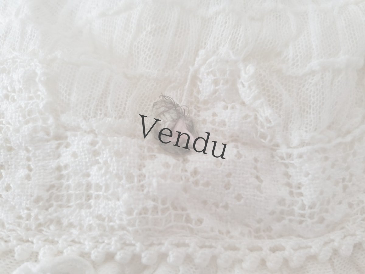 画像8: フランスアンティーク　ぽんぽんつきチュールレースのちいさなボネ (8)