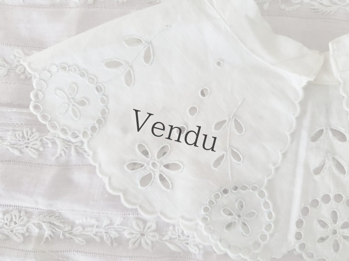 画像2: フランスヴィンテージ　カットワーク刺繍のちいさなつけ襟 (2)