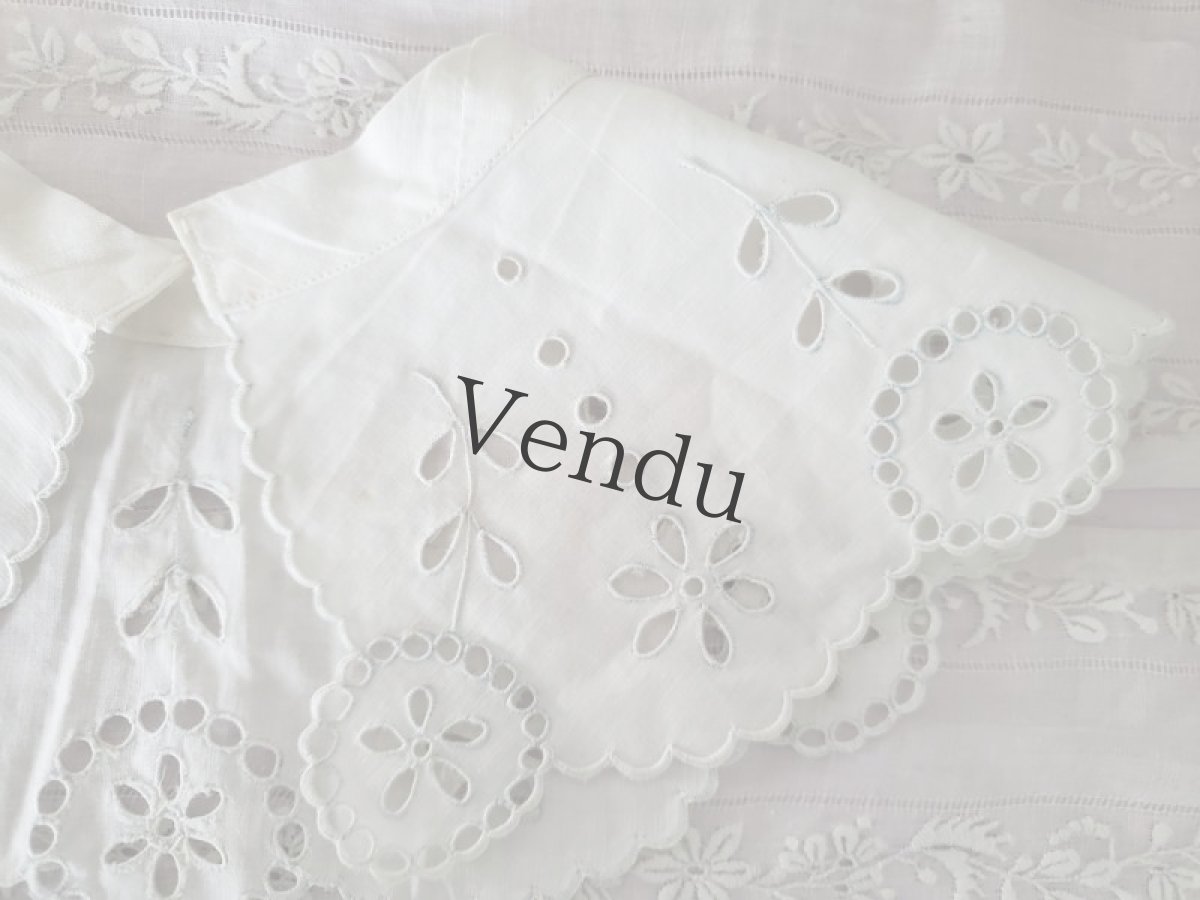 画像3: フランスヴィンテージ　カットワーク刺繍のちいさなつけ襟 (3)