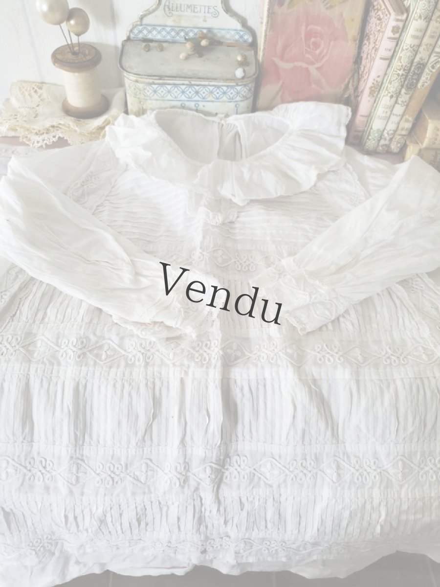 画像3: フランスアンティーク　コード刺繍のちいさなワンピース (3)