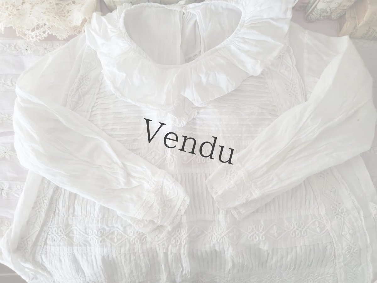 画像2: フランスアンティーク　コード刺繍のちいさなワンピース (2)