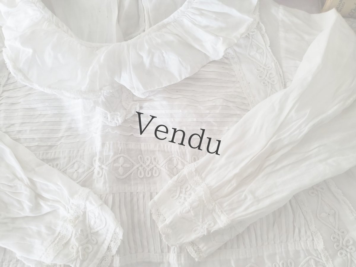 画像4: フランスアンティーク　コード刺繍のちいさなワンピース (4)