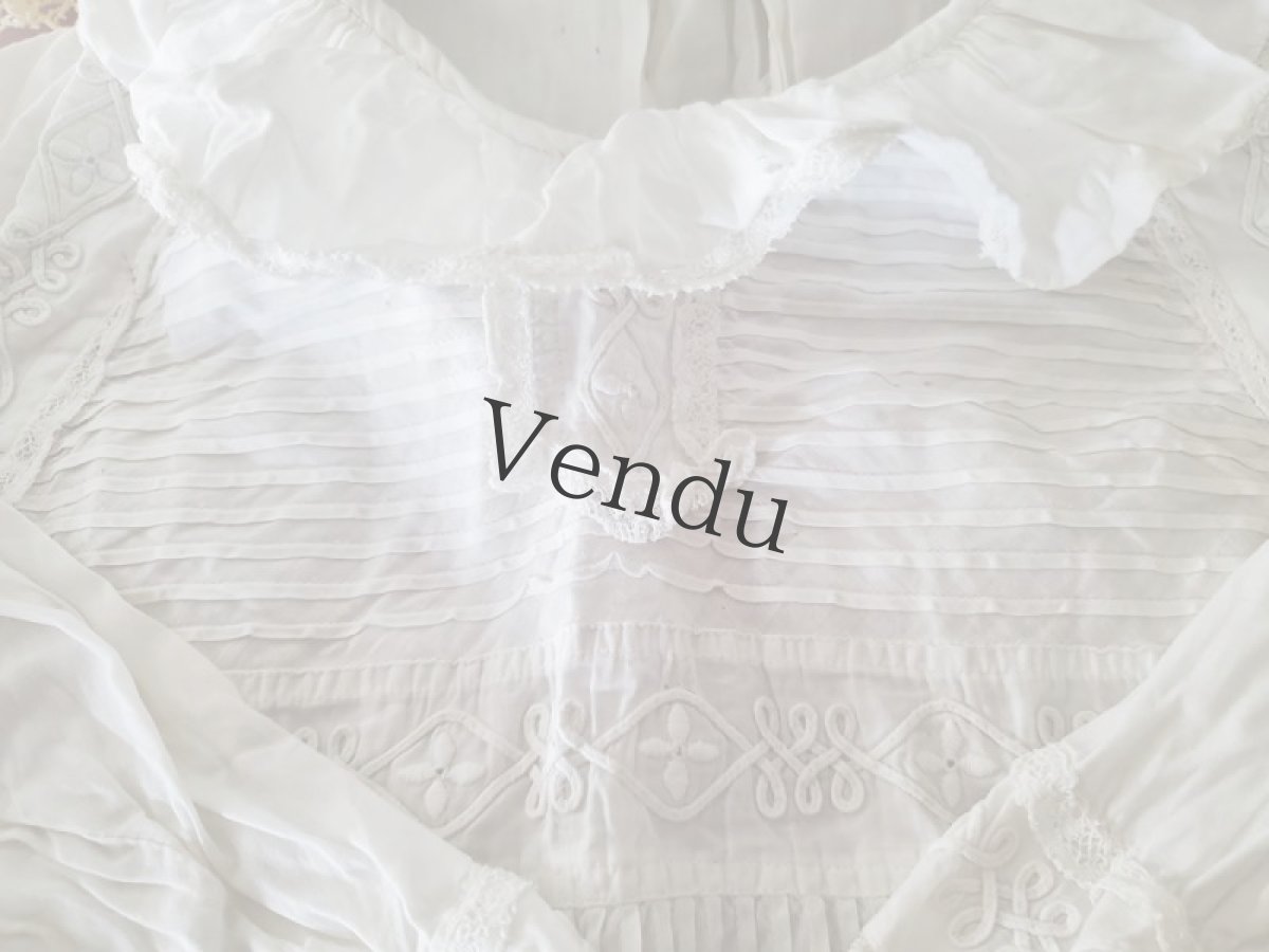 画像5: フランスアンティーク　コード刺繍のちいさなワンピース (5)