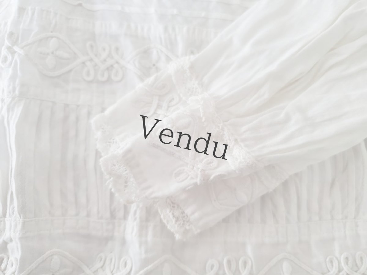 画像7: フランスアンティーク　コード刺繍のちいさなワンピース (7)