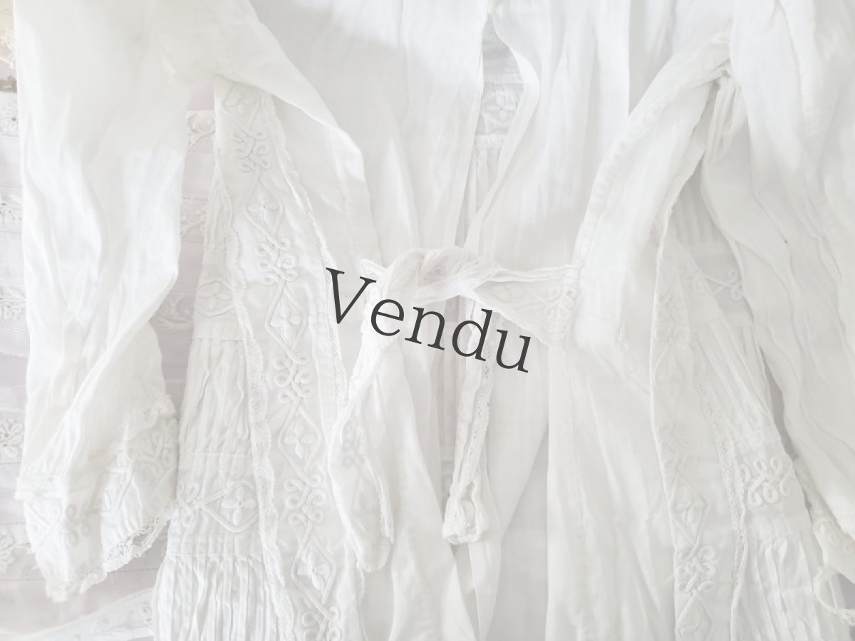 画像10: フランスアンティーク　コード刺繍のちいさなワンピース (10)