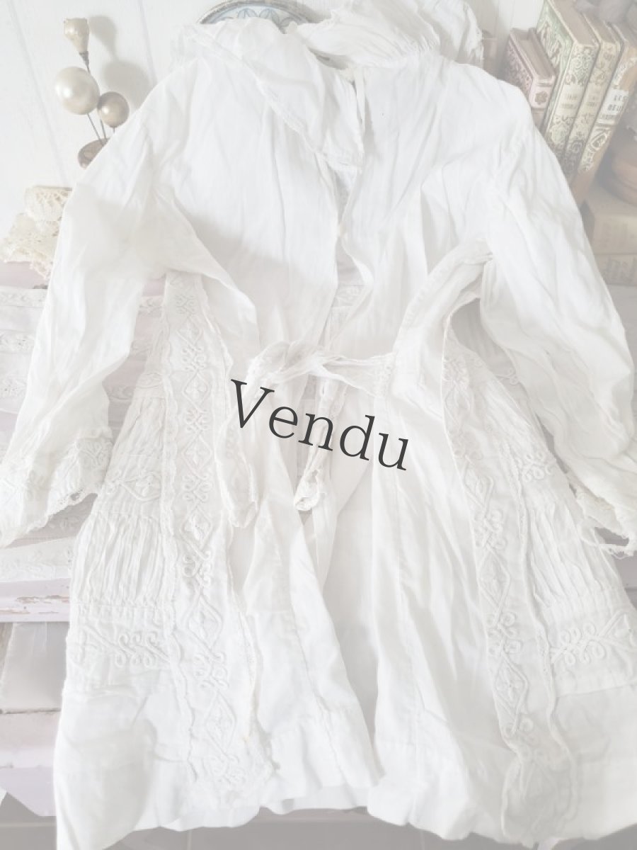 画像8: フランスアンティーク　コード刺繍のちいさなワンピース (8)