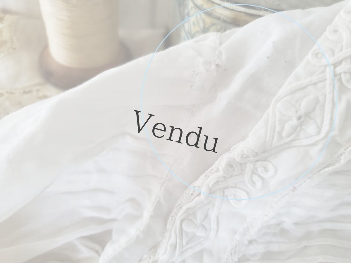 画像12: フランスアンティーク　コード刺繍のちいさなワンピース (12)