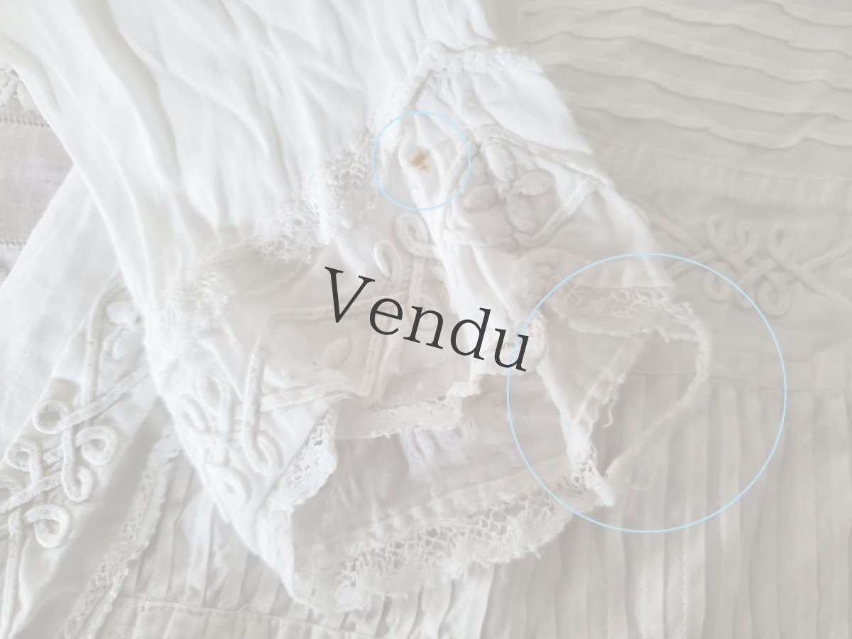 画像13: フランスアンティーク　コード刺繍のちいさなワンピース (13)