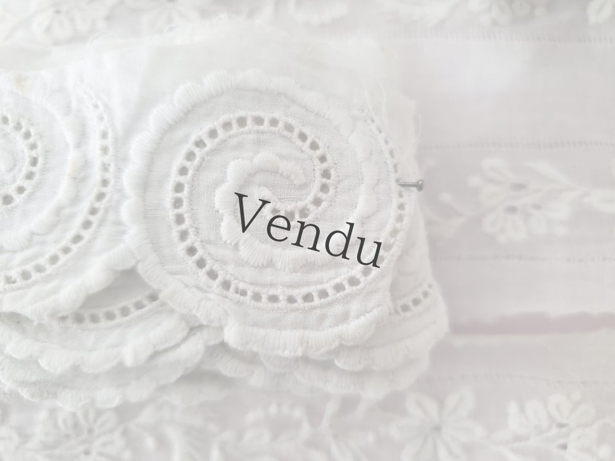 画像5: フランスアンティーク　くるくるうずまき刺繍のスカラップレース 250cm (5)