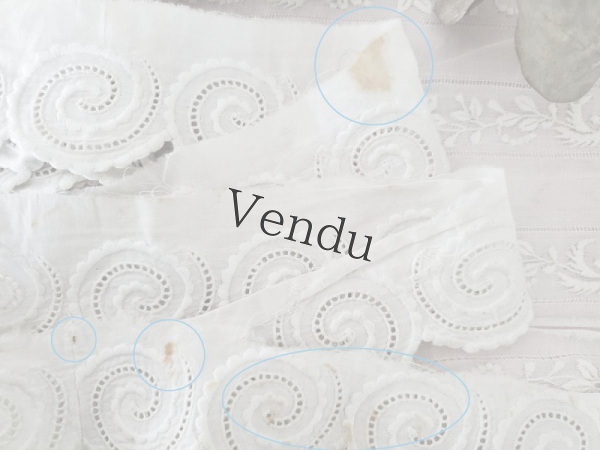 画像6: フランスアンティーク　くるくるうずまき刺繍のスカラップレース 250cm (6)