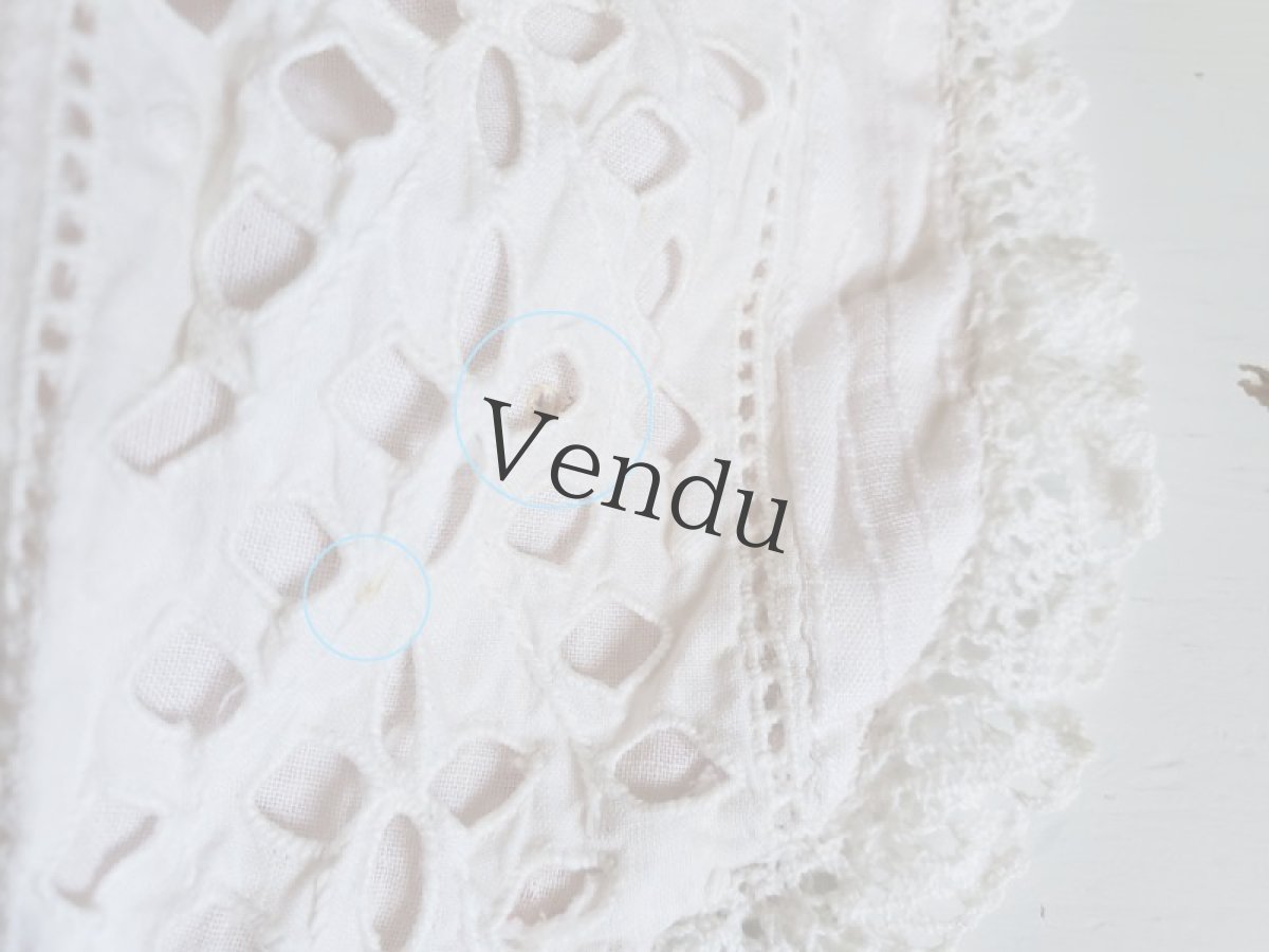 画像7: フランスヴィンテージ　カットワーク刺繍のちいさなボネ (7)