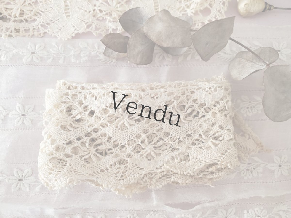 画像3: フランスアンティーク　スカラップレース 185cm (3)