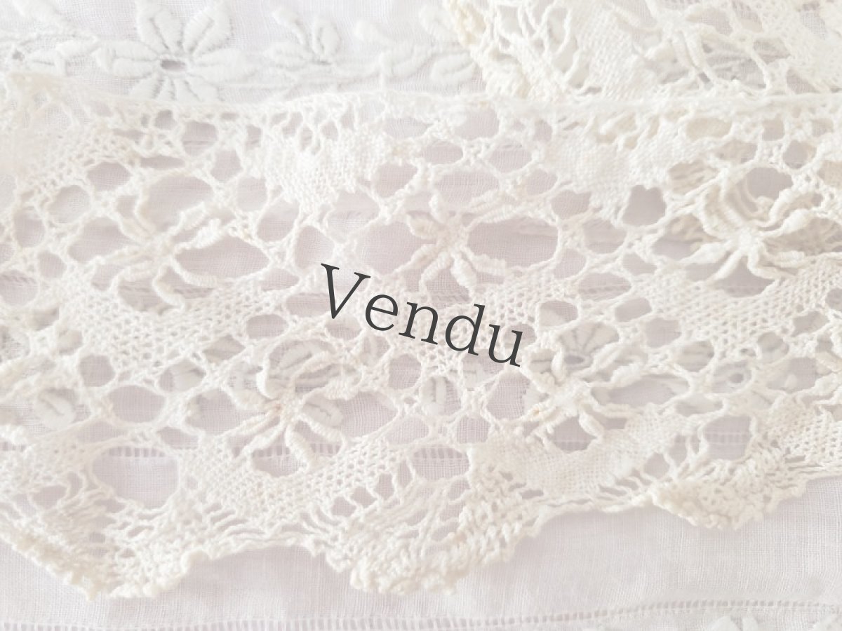 画像2: フランスアンティーク　スカラップレース 185cm (2)