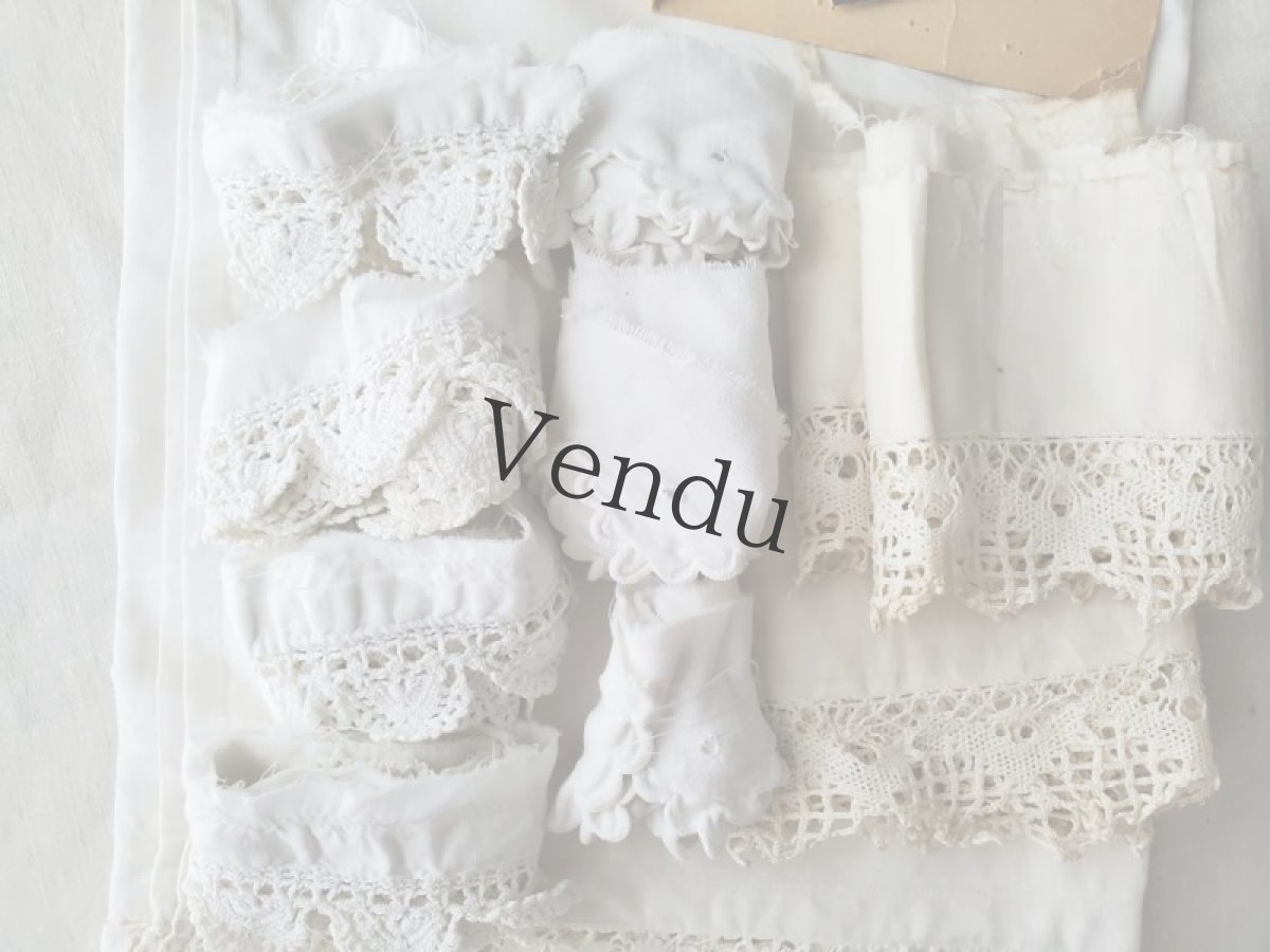 画像2: フランス蚤の市　端切れレースセット　ボタンつき B (2)