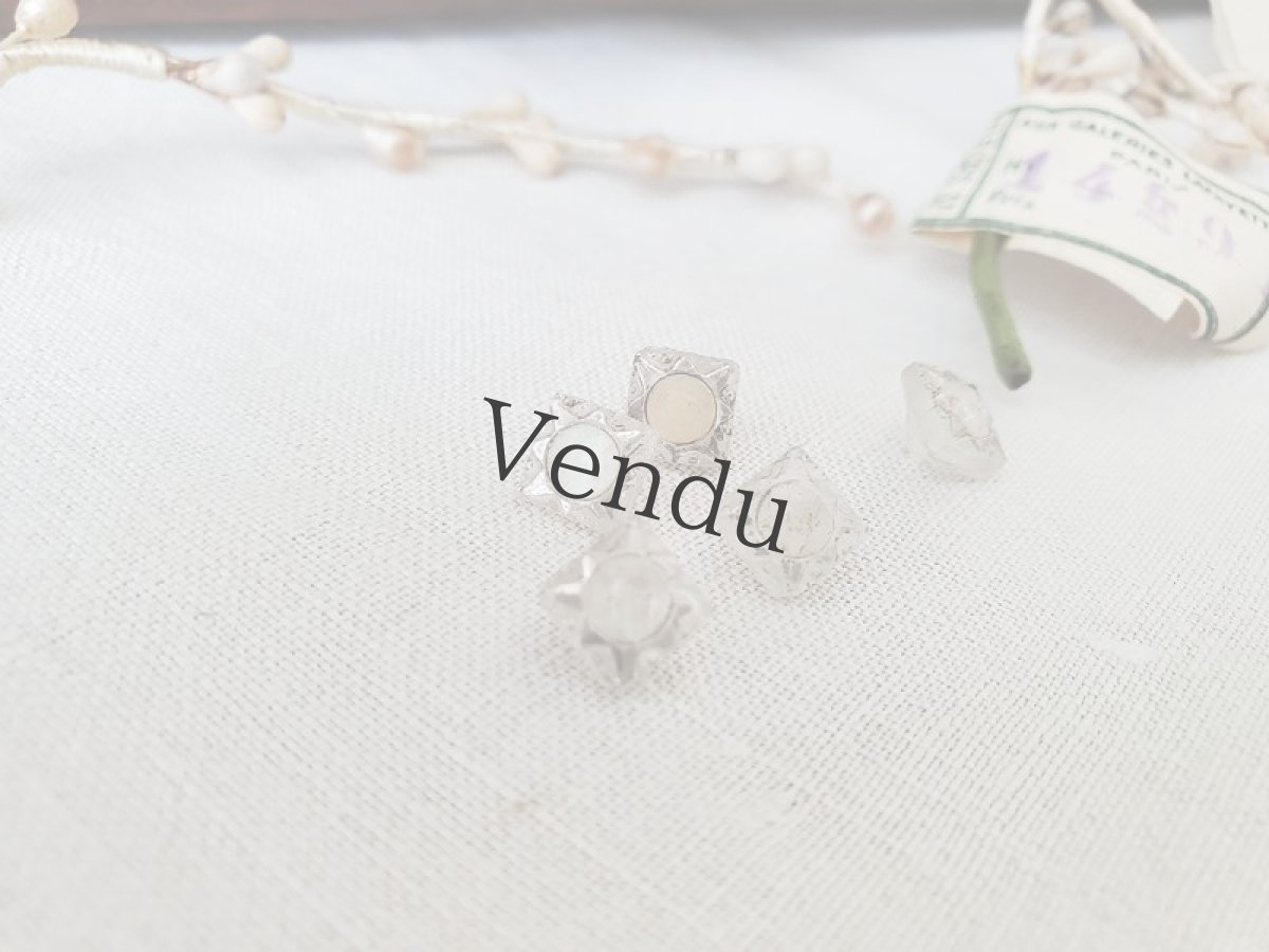 画像3: フランスアンティーク　極小ガラスボタン スクエア 5個セット 7mm   (3)