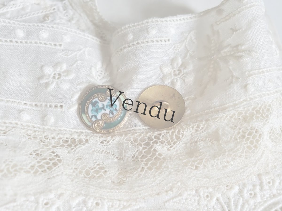 画像2: フランスアンティーク　エマイユ　ハンドペイントボタン 14mm (2)