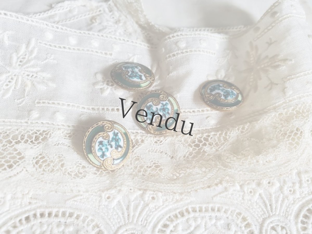 画像3: フランスアンティーク　エマイユ　ハンドペイントボタン 14mm (3)