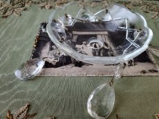 画像5: フランスアンティーク　シャンデリアパーツ／クリスタルガラス　ドロップ付きランプシェード　 (5)