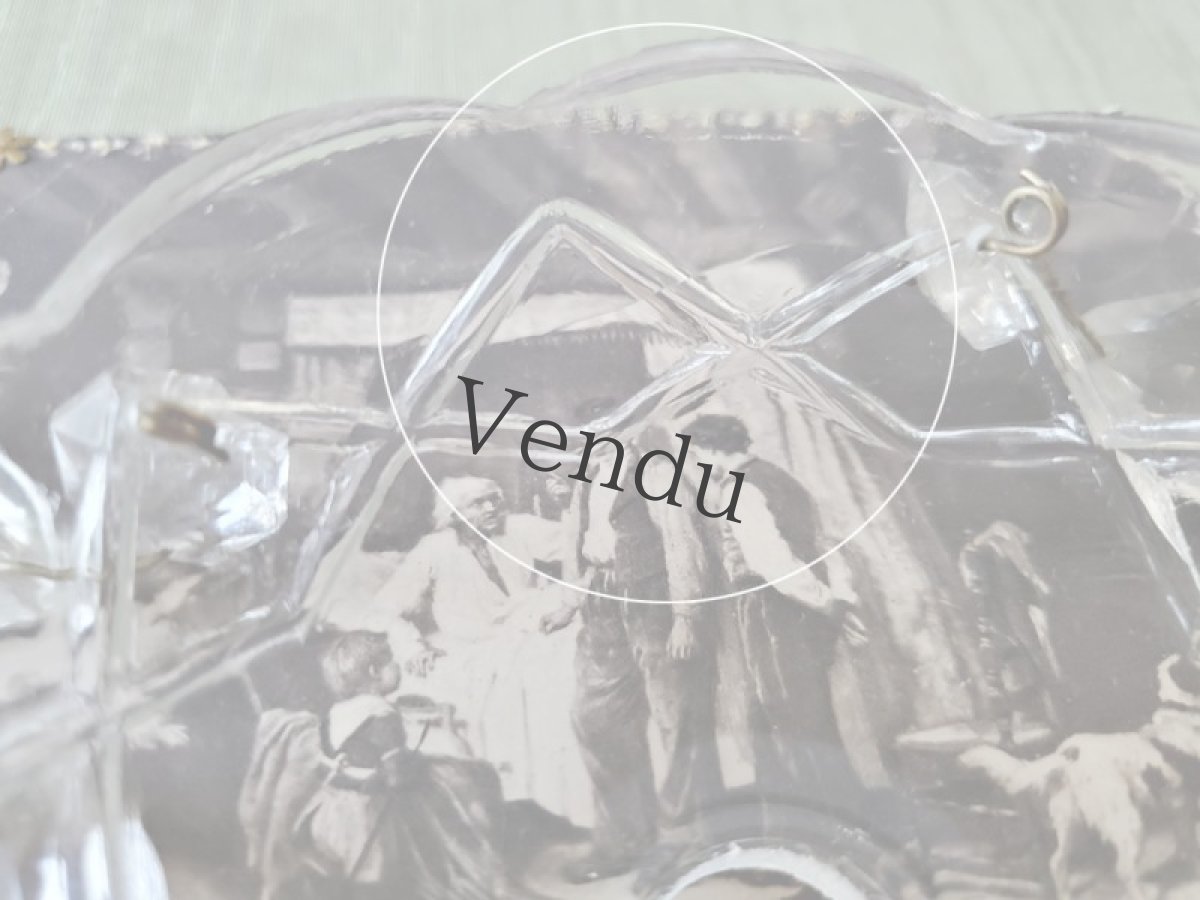 画像7: フランスアンティーク　シャンデリアパーツ／クリスタルガラス　ドロップ付きランプシェード　 (7)