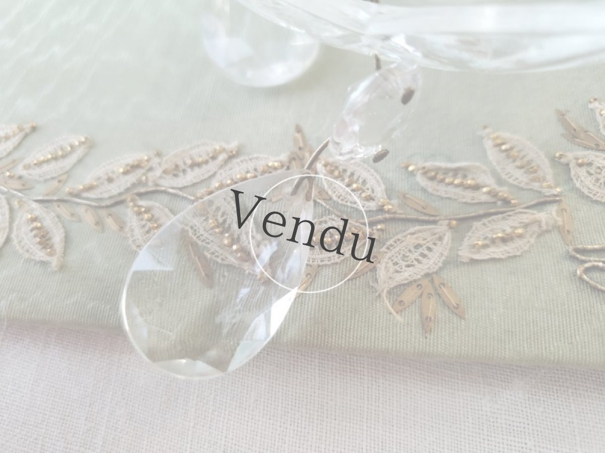 画像8: フランスアンティーク　シャンデリアパーツ／クリスタルガラス　ドロップ付きランプシェード　 (8)