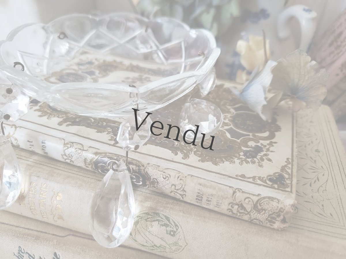 画像3: フランスアンティーク　シャンデリアパーツ／クリスタルガラス　ドロップ付きランプシェード　 (3)