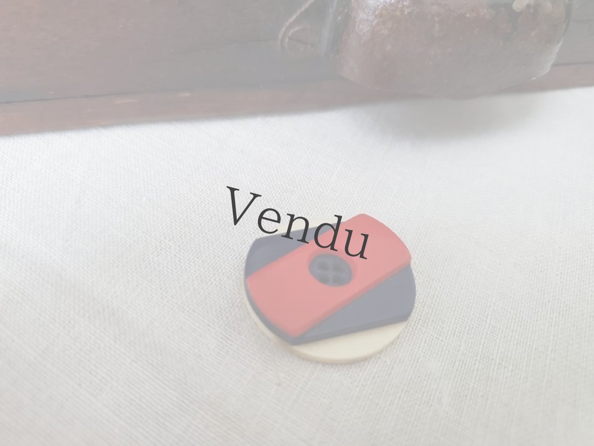 画像2: フランス 1910-1930年 アールデコ ガラリットボタン トリコロール 27mm (2)