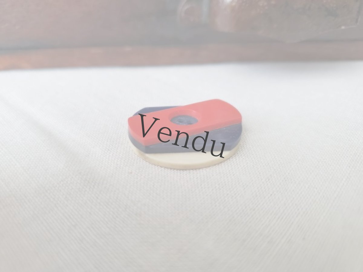 画像4: フランス 1910-1930年 アールデコ ガラリットボタン トリコロール 27mm (4)