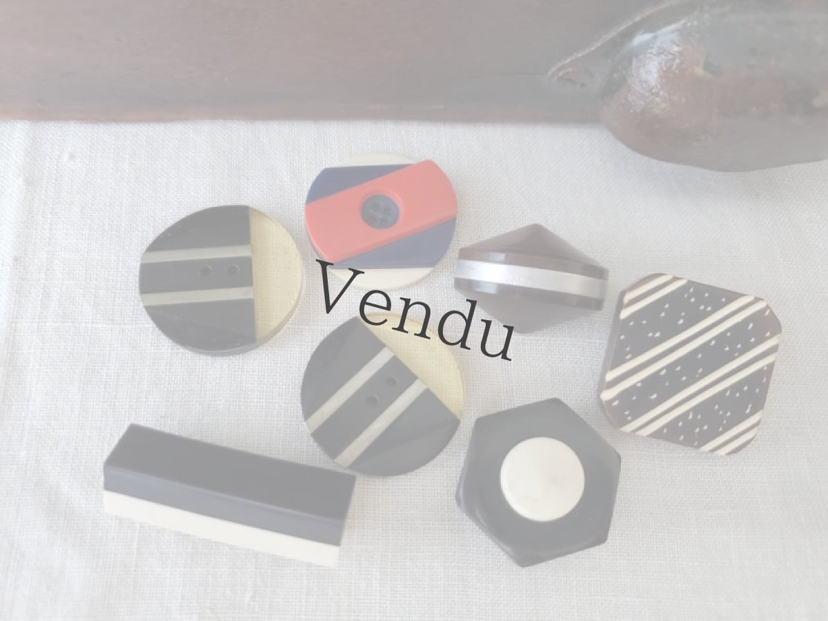 画像6: フランス 1910-1930年 アールデコ ガラリットボタン 27mm (6)