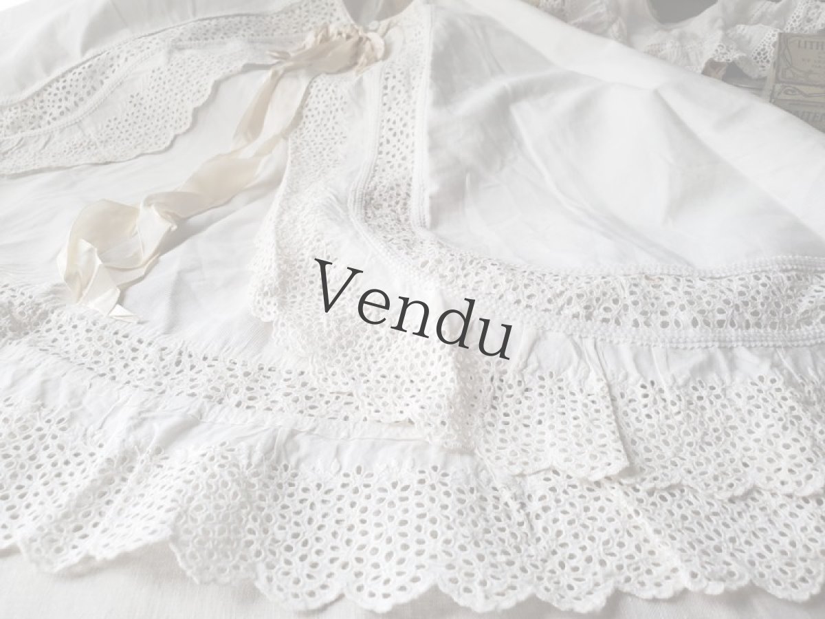 画像3: フランスヴィンテージ　子ども用ケープ Broderie Anglaise ブロードリー アングレーズ  (3)