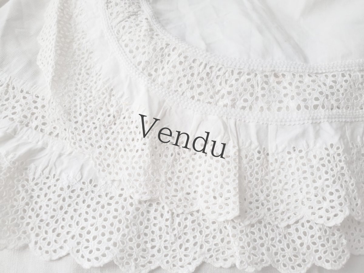 画像4: フランスヴィンテージ　子ども用ケープ Broderie Anglaise ブロードリー アングレーズ  (4)