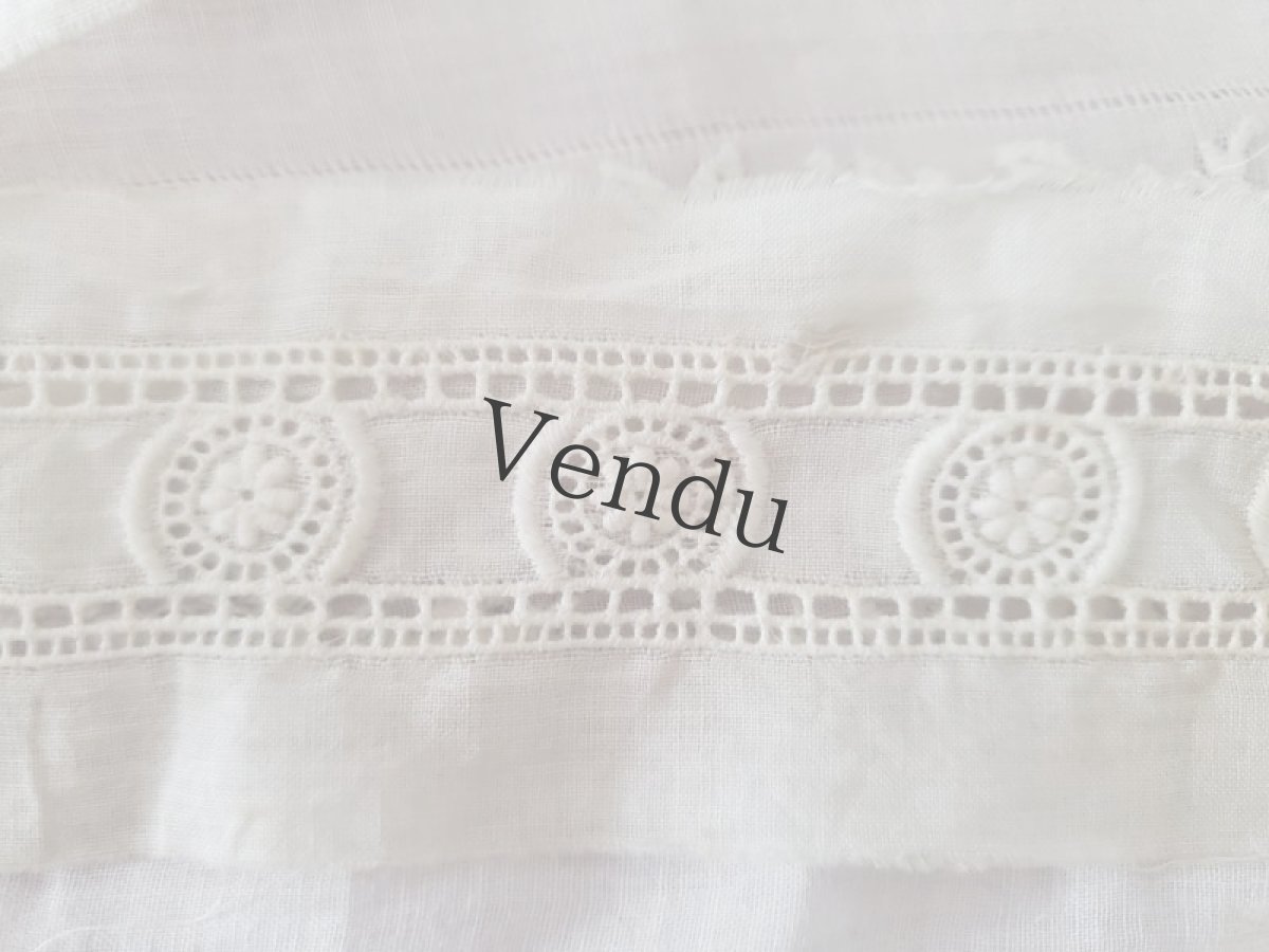 画像2: フランスアンティーク　小花の白糸刺繍レースブレード 100cm (2)