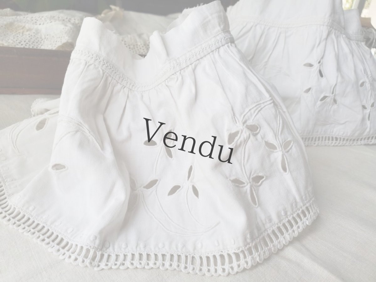 画像4: フランスアンティーク　カットワーク刺繍　幅広端切れ 2本セット (4)