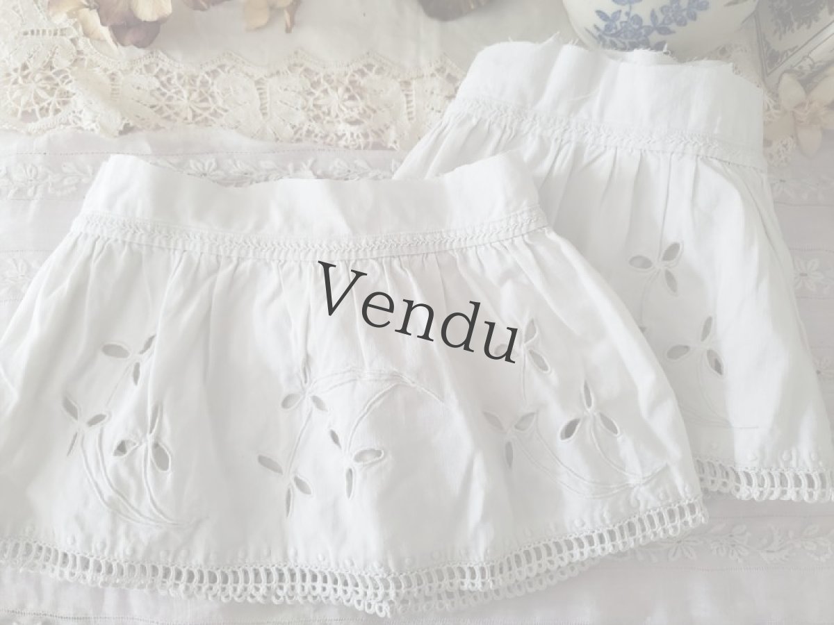 画像6: フランスアンティーク　カットワーク刺繍　幅広端切れ 2本セット (6)