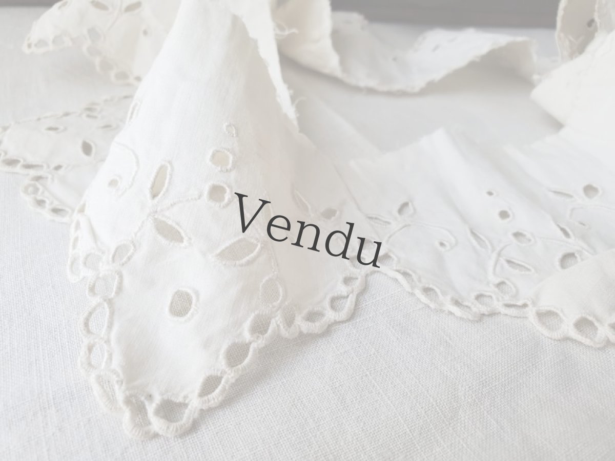 画像2: フランスアンティーク　カットワーク刺繍　幅広端切れ 99cm (2)