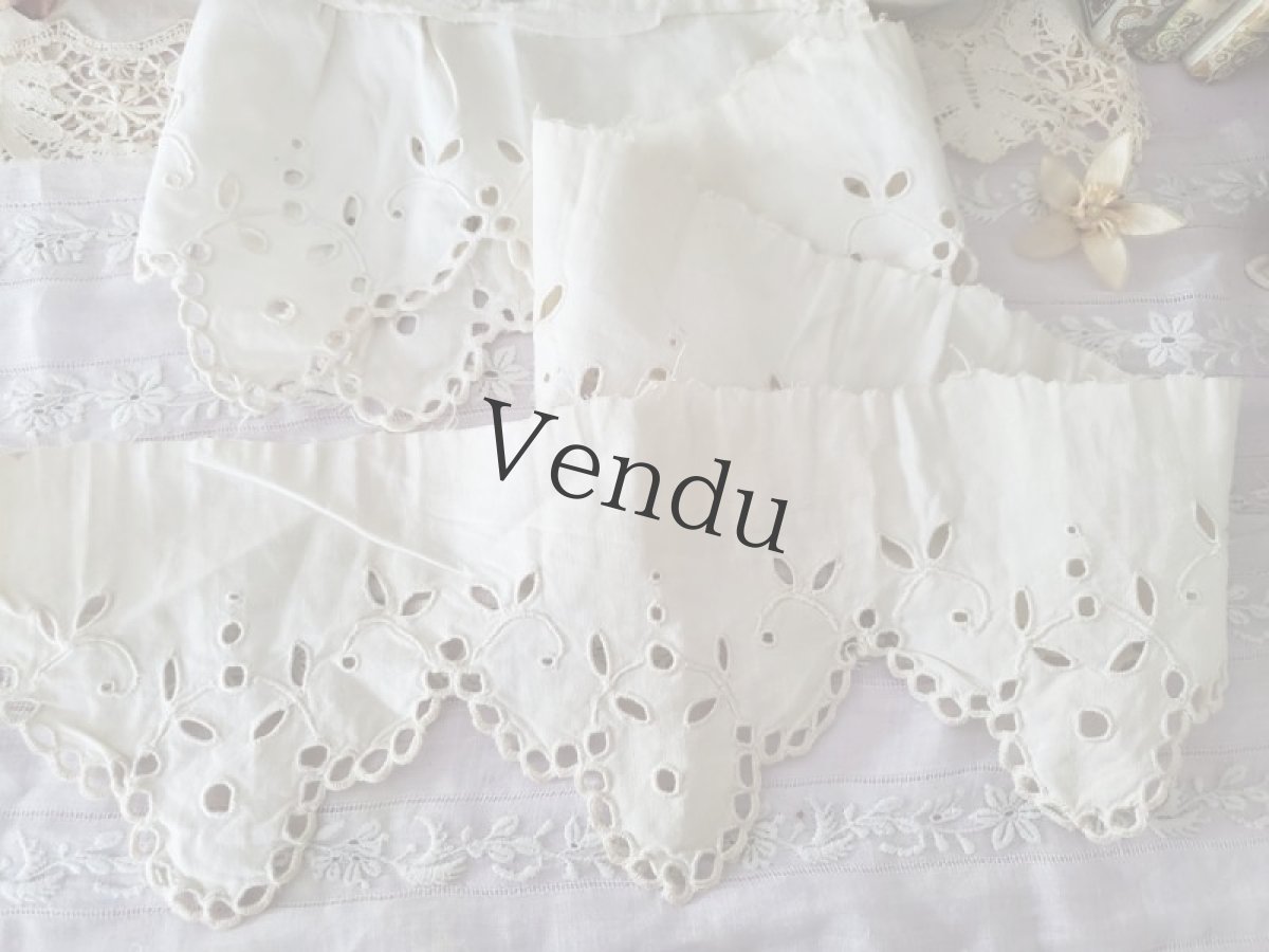 画像4: フランスアンティーク　カットワーク刺繍　幅広端切れ 99cm (4)