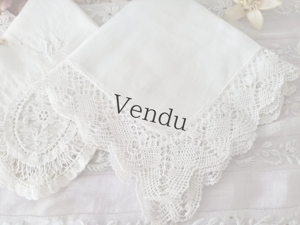 画像3: フランスアンティーク　ハンカチ2枚セット (3)